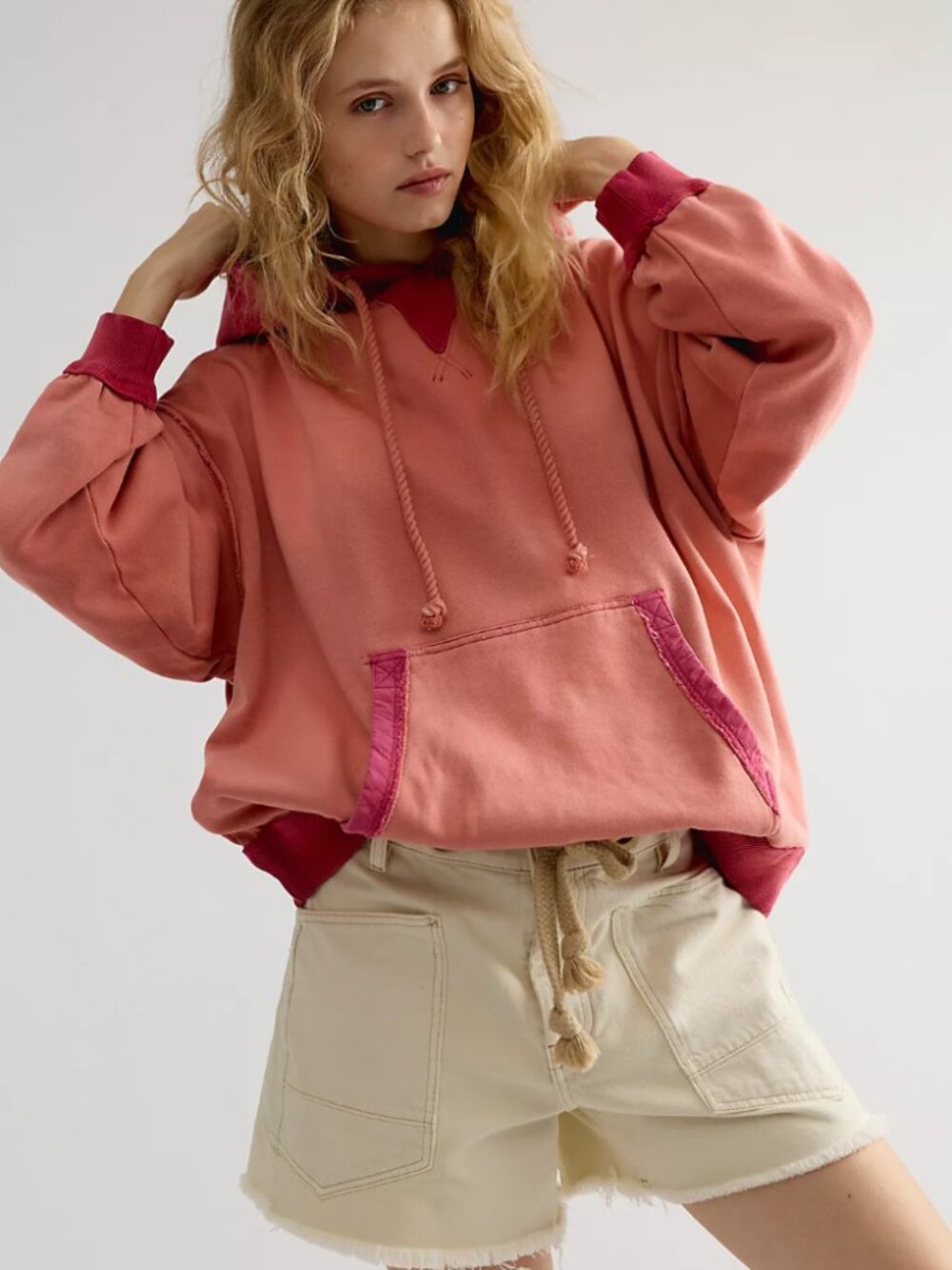 We The Free Women's Lou Baked Hoodie In Coral Haze - Size Large  NWT